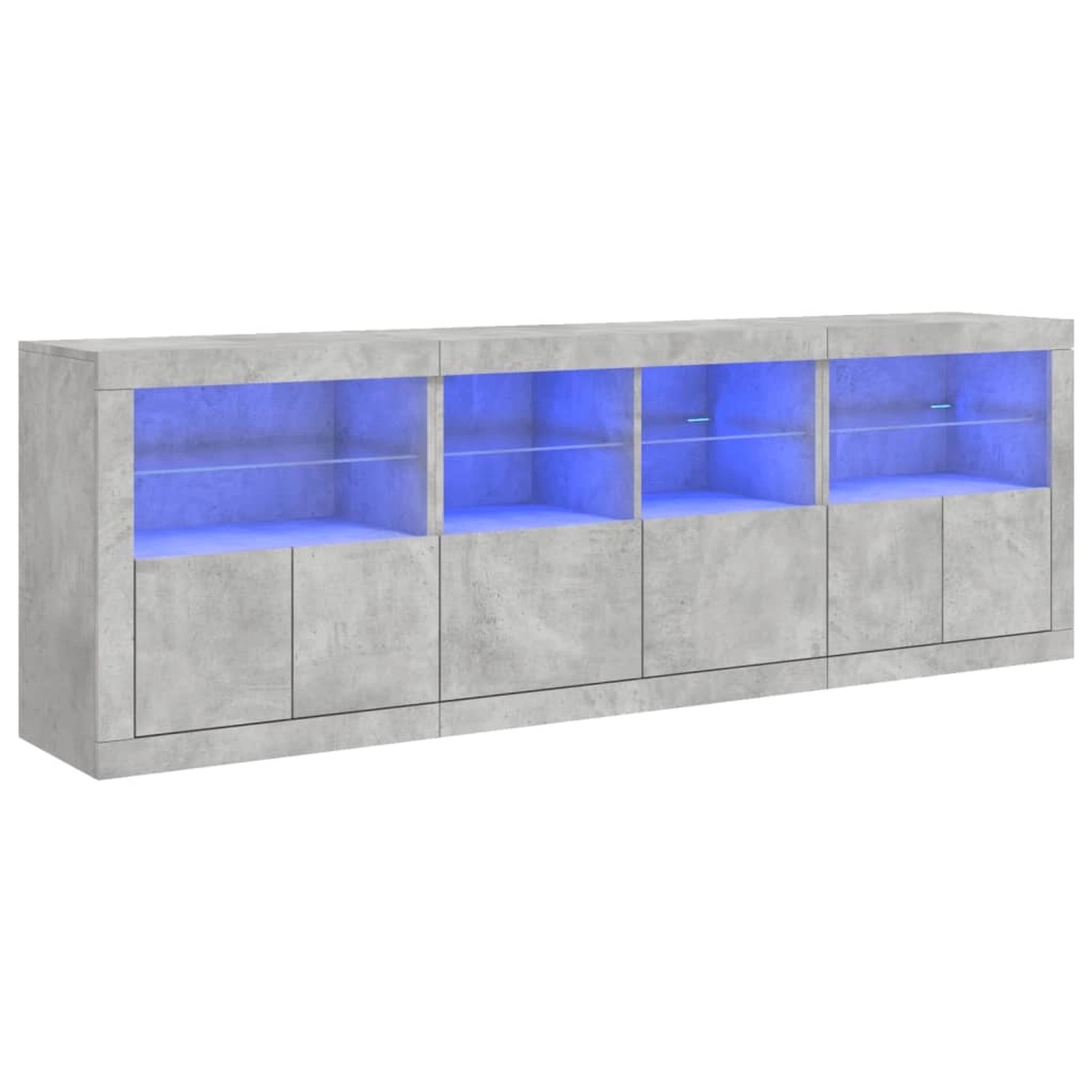 vidaXL Sideboard mit LED-Leuchten Betongrau 202x37x67 cm 3209012