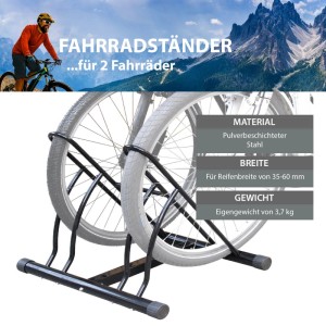 Schwarzer TRUTZHOLM Fahrradständer DUO für 2 Fahrräder aus Stahl.