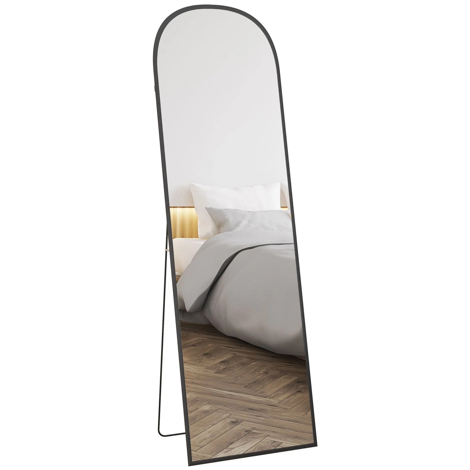 HOMCOM Ganzkörperspiegel Aluminiumlegierung Schwarz 50L x 1,5B x 161,5H cm