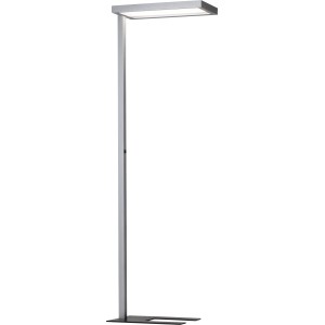 Moderne AEG LED-Stehleuchte Gan in Silber, ideal für Büro und Wohnraum.