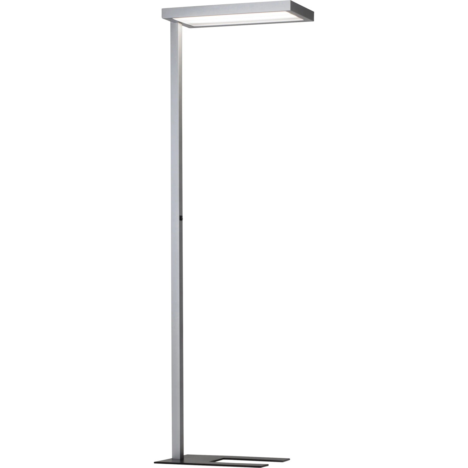 Moderne AEG LED-Stehleuchte Gan in Silber, ideal für Büro und Wohnraum.