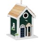 Relaxdays Vogelhaus Landhaus Holz Grün Weiß Natur Hängend 25,5 cm x 18,5 cm x 18,5 cm 800 g