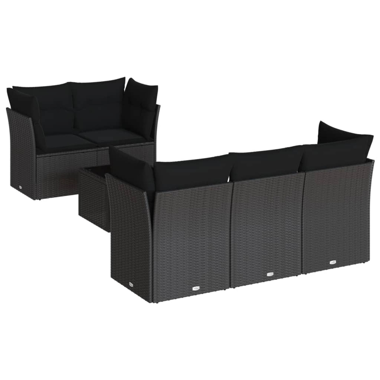 vidaXL 6-tlg Garten-Sofagarnitur mit Kissen Schwarz Poly Rattan Modell 20 günstig online kaufen