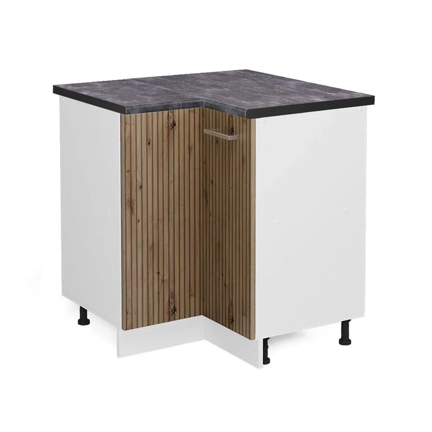 Vicco Eckunterschrank R-Line Artisan-Eiche Weiß 76 cm AP Anthrazit