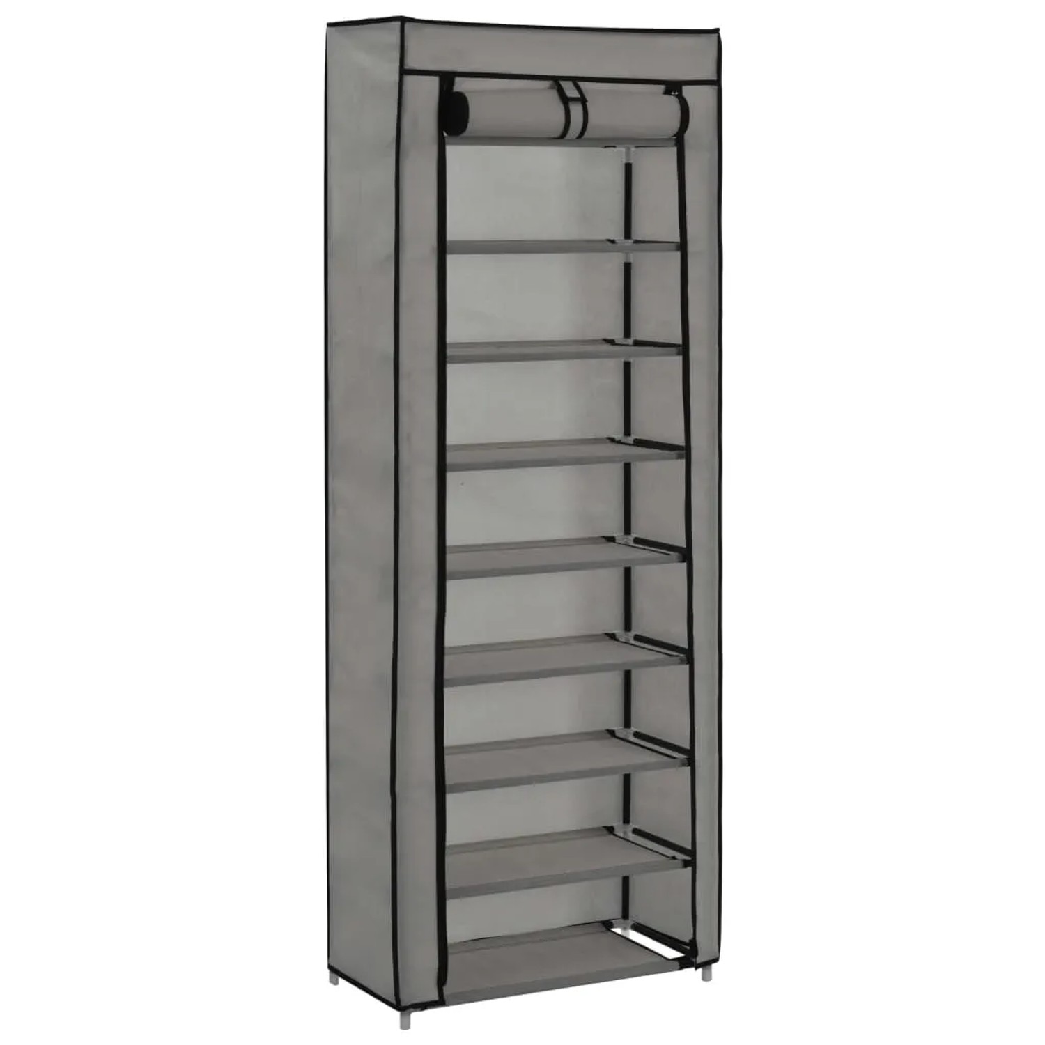 vidaXL Schuhschrank mit Abdeckung Grau 57 x 29 x 162 cm Stoff 282432
