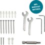 Montagematerial für Novadoors Holzschiebetür-Set Ontario Bianco, inklusive Schrauben, Dübel, Schraubenschlüssel und Bit.