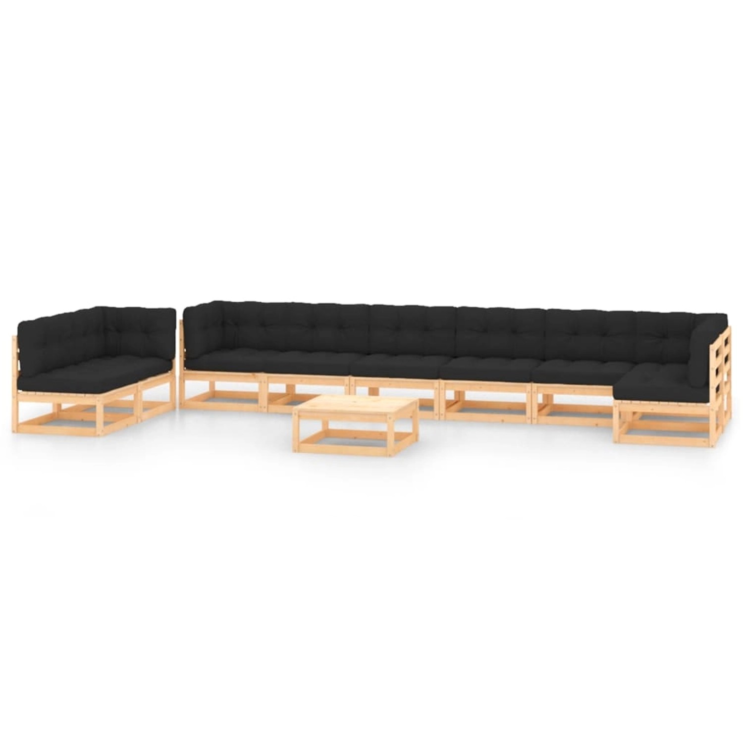 Vidaxl 10-tlg. Garten-lounge-set Anthrazit-kissen Massivholz Kiefer günstig online kaufen