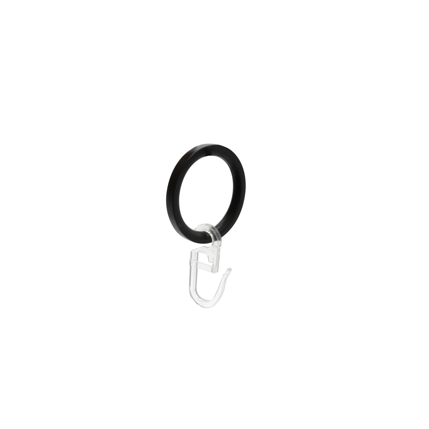 Schwarzer mydeco Ersatzring (Ø33mm) mit Haken für Gardinenstangen (Ø16-19mm).