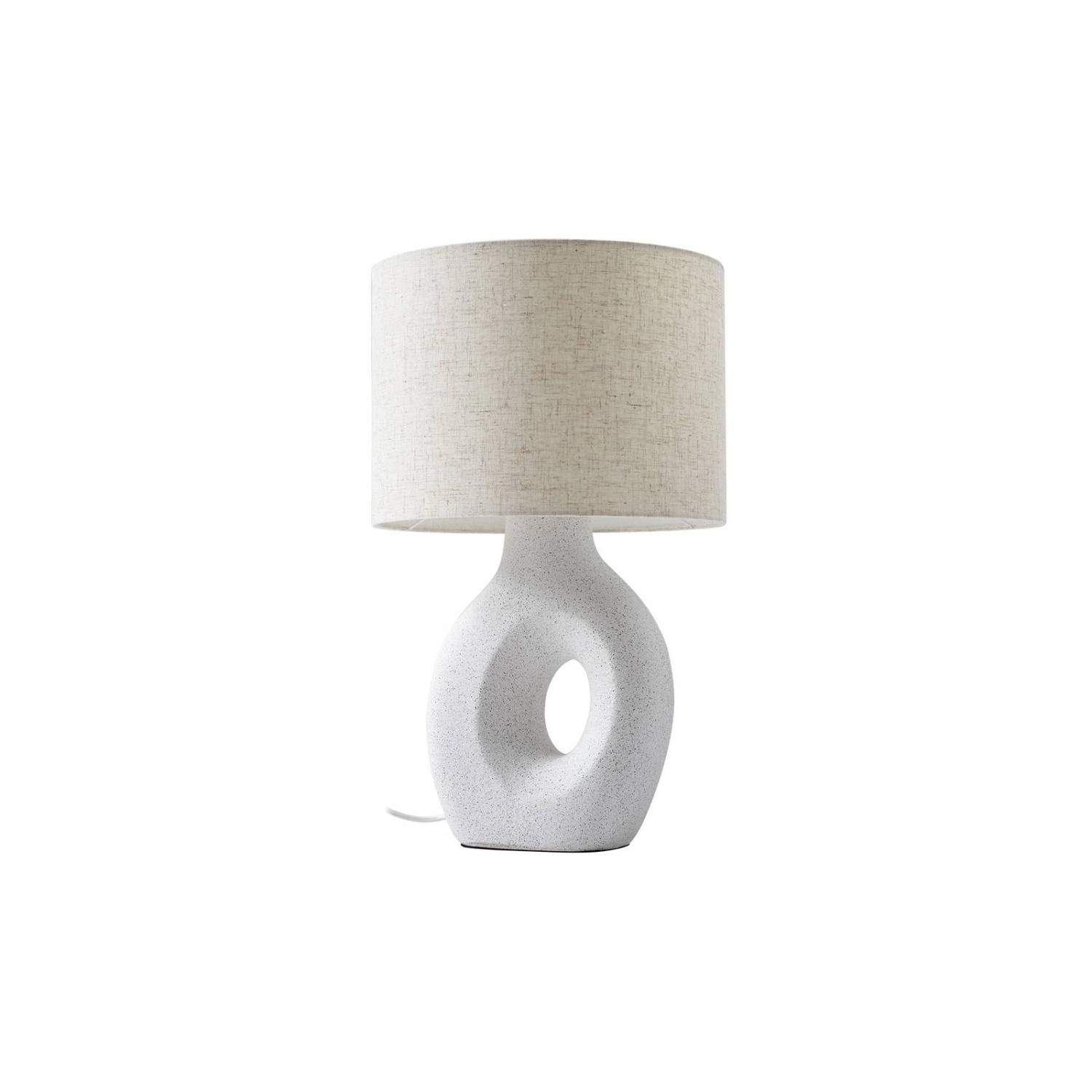 Lindby Tischlampe Thalassia 10030747 Skandinavisch in Weiß aus Textil 1-flammig E27 Wohnzimmerleuchte