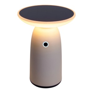 Weiße LED Solar Tischleuchte Ada von Näve, Ø 16 cm, Höhe 22,5 cm. Dimmbar, mit Touchsensor.