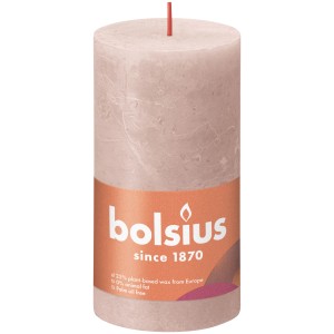 Bolsius Rustik-Kerze Shine, 13 cm, nebliges Rosa. Stumpenkerze für gemütliche Atmosphäre.