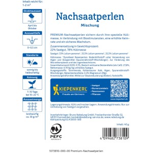 Kiepenkerl Rasensaat Premium-Nachsaatperlen, 40g Packung für dichten, grünen Rasen.