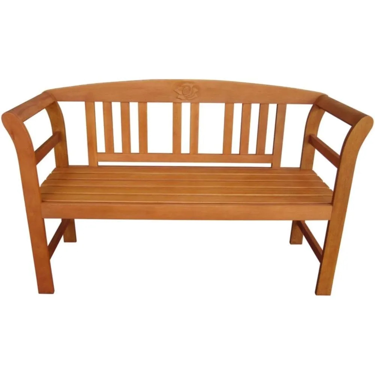 DELUKE Gartenbank DENVER 2-Sitzer Rose 130cm Breit Eukalyptus Natur Terrassenbank Wetterfest Sitzbank Outdoor Bank