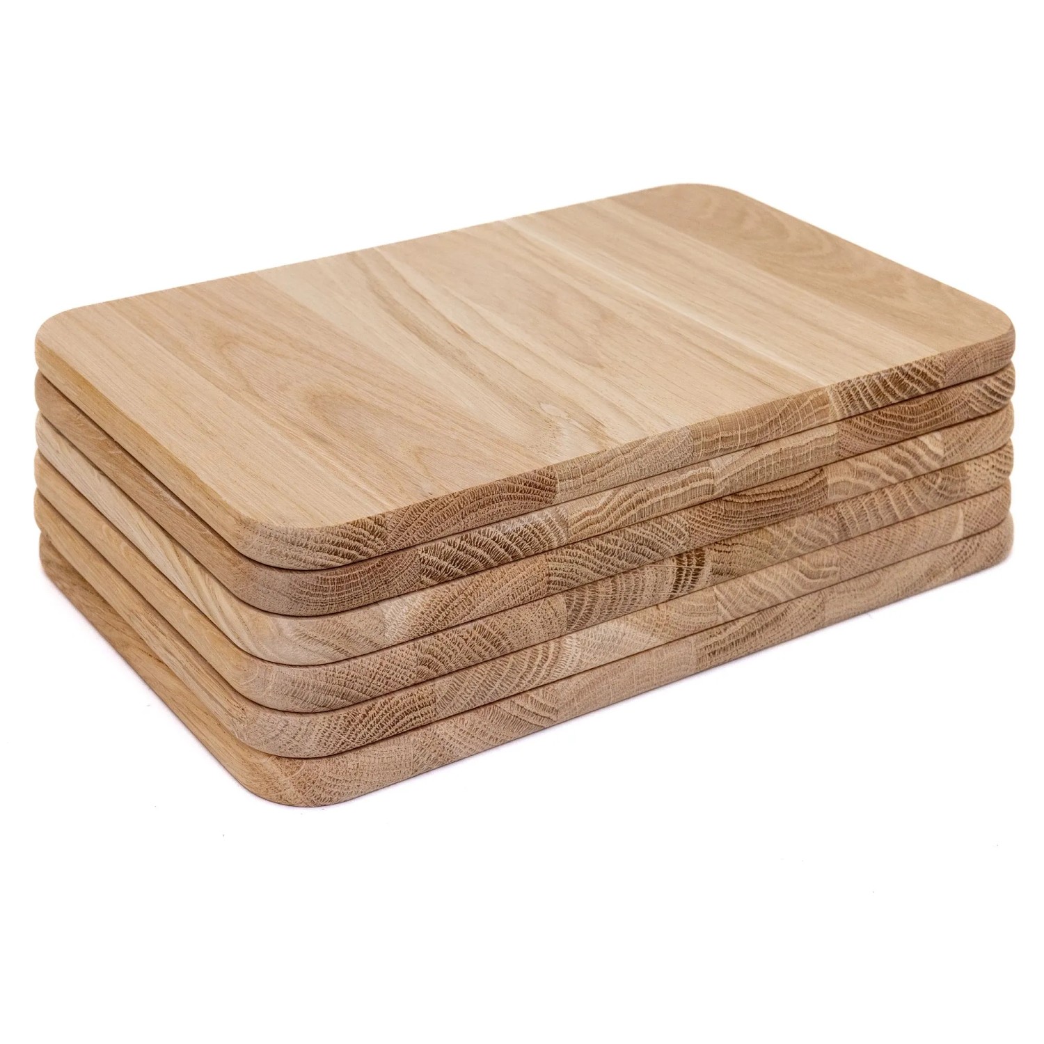 HolzFee Frühstücksbrettchen Holz Eiche Set 6-teilig Eichenholz 25 x 15 x 1,2 cm