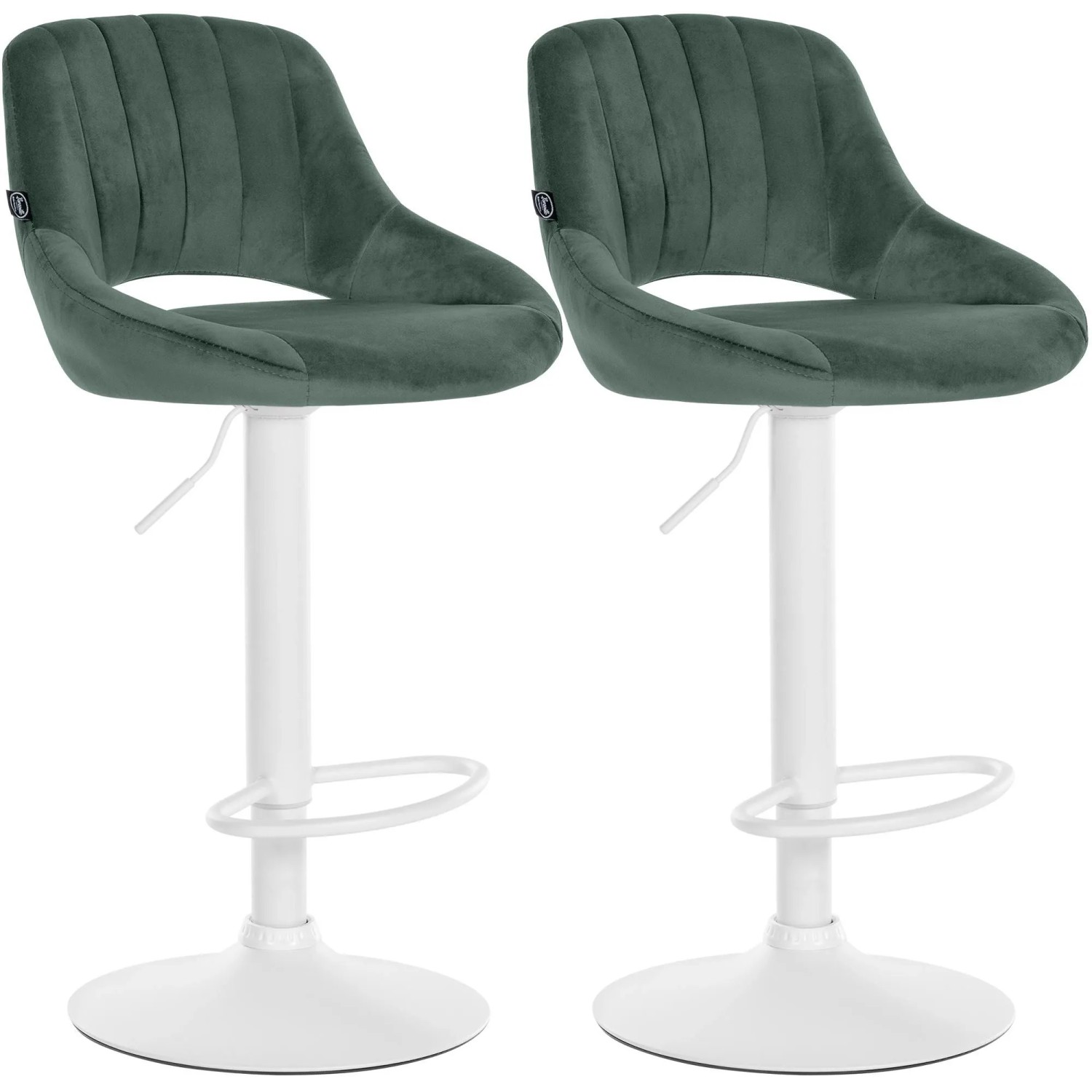 CLP 2er Set Barhocker Milet Samt Metall Matt Weiss/Grün