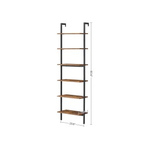 Vasagle Standregal im Industrie-Design, 6 Böden, braun-schwarz, 60x30x205 cm.