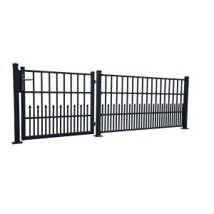 Anthrazitfarbener Dekor-Aluminiumzaun Bremen, 201x100 cm, mit Tor.