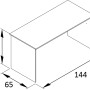 Technische Zeichnung des Schildmeyer Schreibtisch Metz mit Maßen: 144x65x73,6 cm. Bürotisch mit Wangengestell.