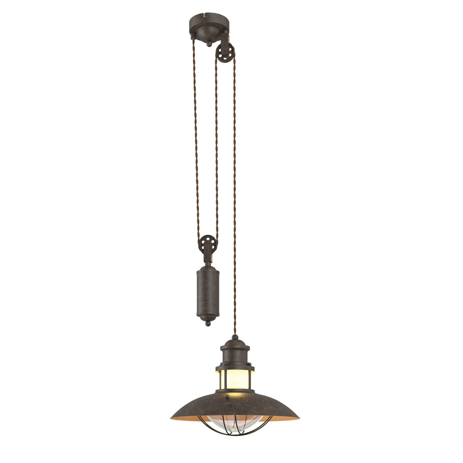 Lindby Pendelleuchte Louisanne 9621018 Maritim in Braun aus Metall 1-flammi günstig online kaufen