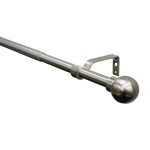 Gardinenstangen-Set Kugel in Edelstahloptik, ausziehbar von 120-210 cm, inklusive Träger.