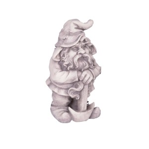 DELUKE Gartenfigur THEO, Zwerg in Weiß, 39cm, Gartendeko für den Außenbereich.