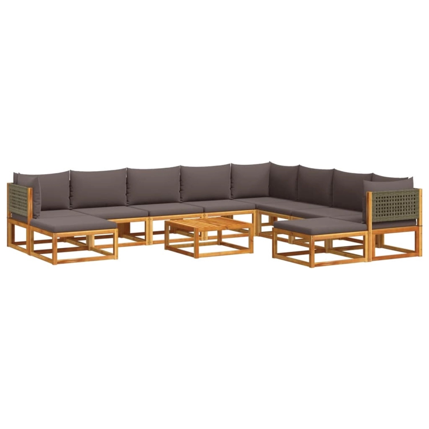 vidaXL 11-Tlg Gartensofa-Set mit Kissen Holz Akazie Rattan 3278906