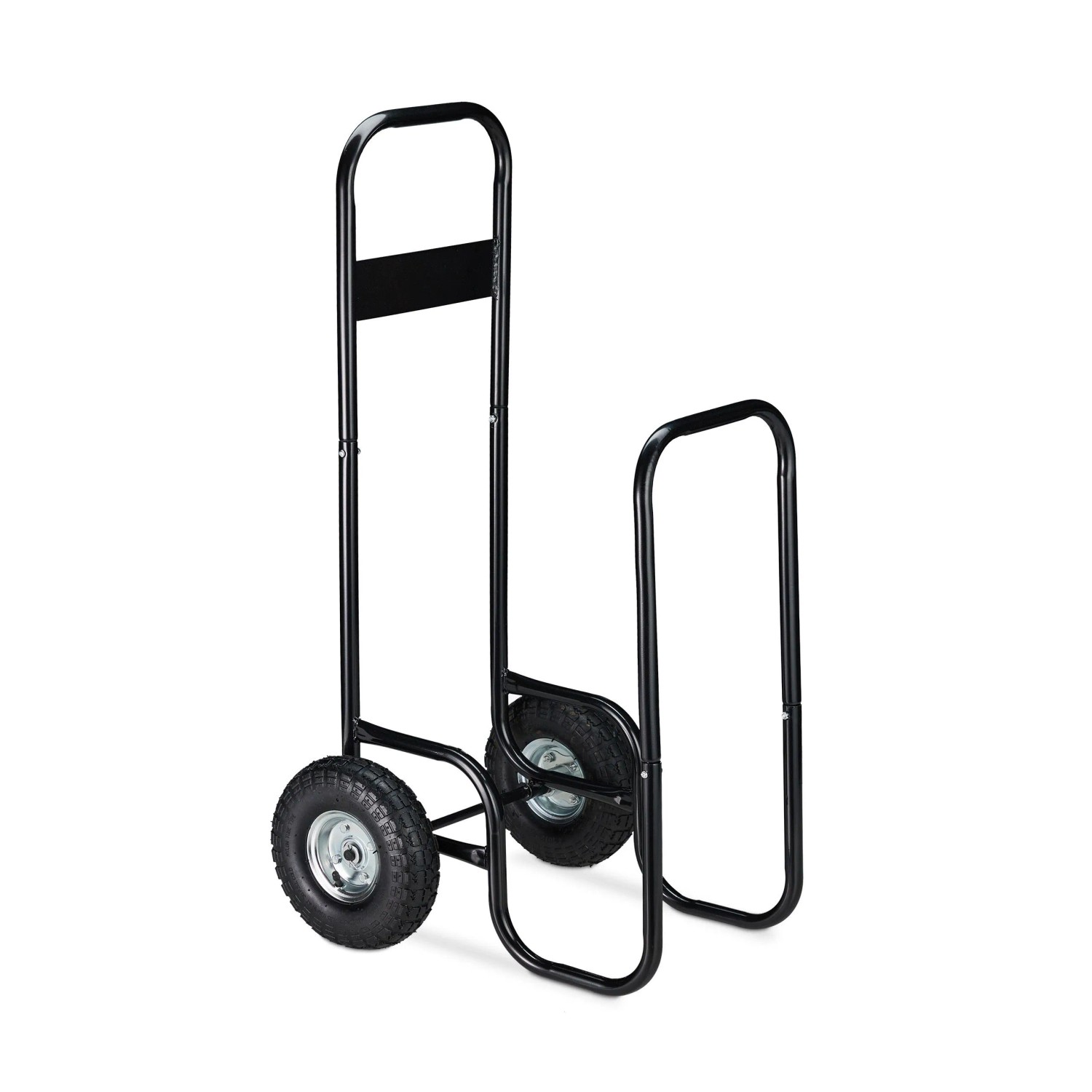 Relaxdays Kaminholzwagen Stahl Schwarz 109 cm x 58 cm x 51 cm mit Plane