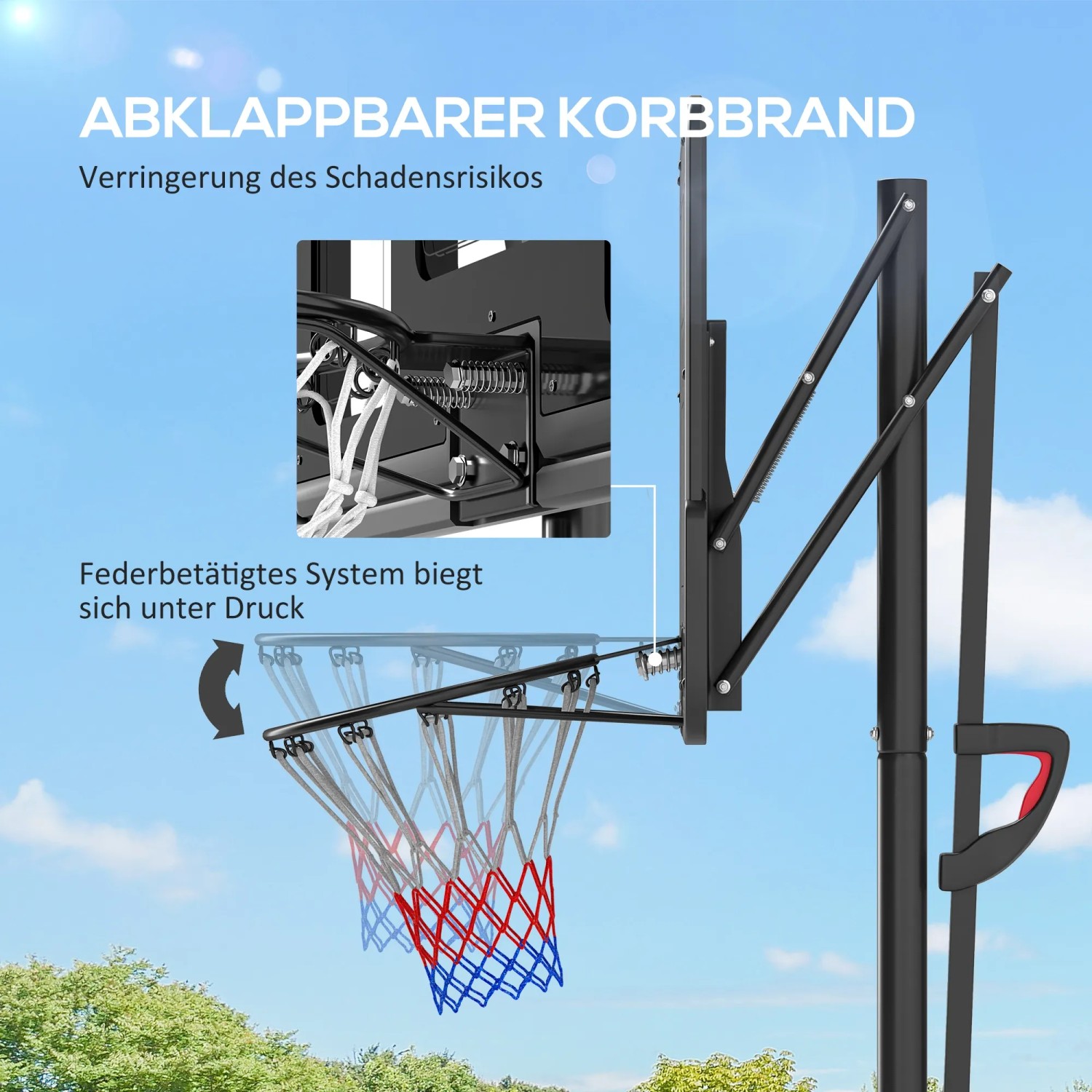 SPORTNOW Basketballkorb mit abklappbarem Korb und Stahlrahmen, ideal für Spiel und Spaß.
