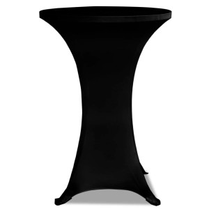 Schwarze Stretchhusse für Stehtisch (Ø60 cm), 2er-Set, ideal für Partys und Empfänge.
