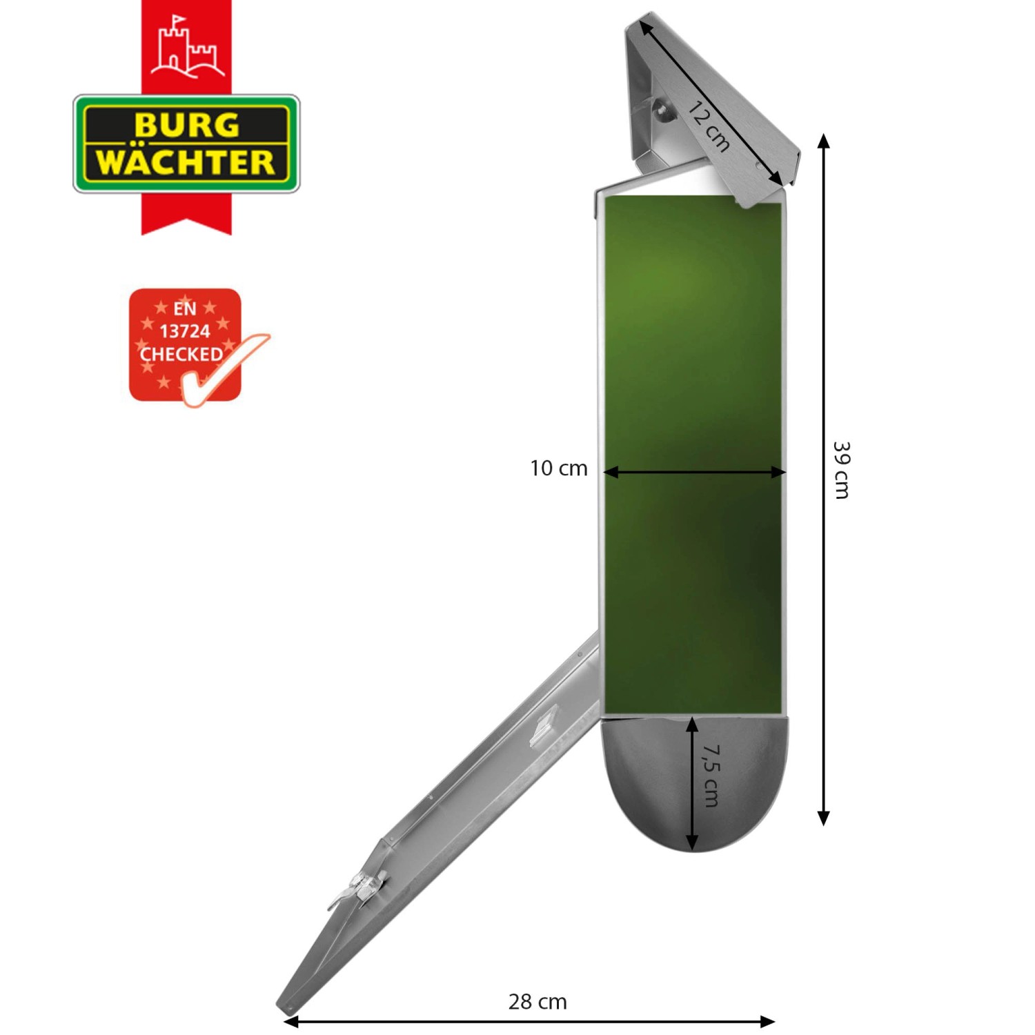 Banjado Edelstahl Briefkasten mit Zeitungsfach, Vogel auf Tannenzweig Motiv, 38x39x12cm.