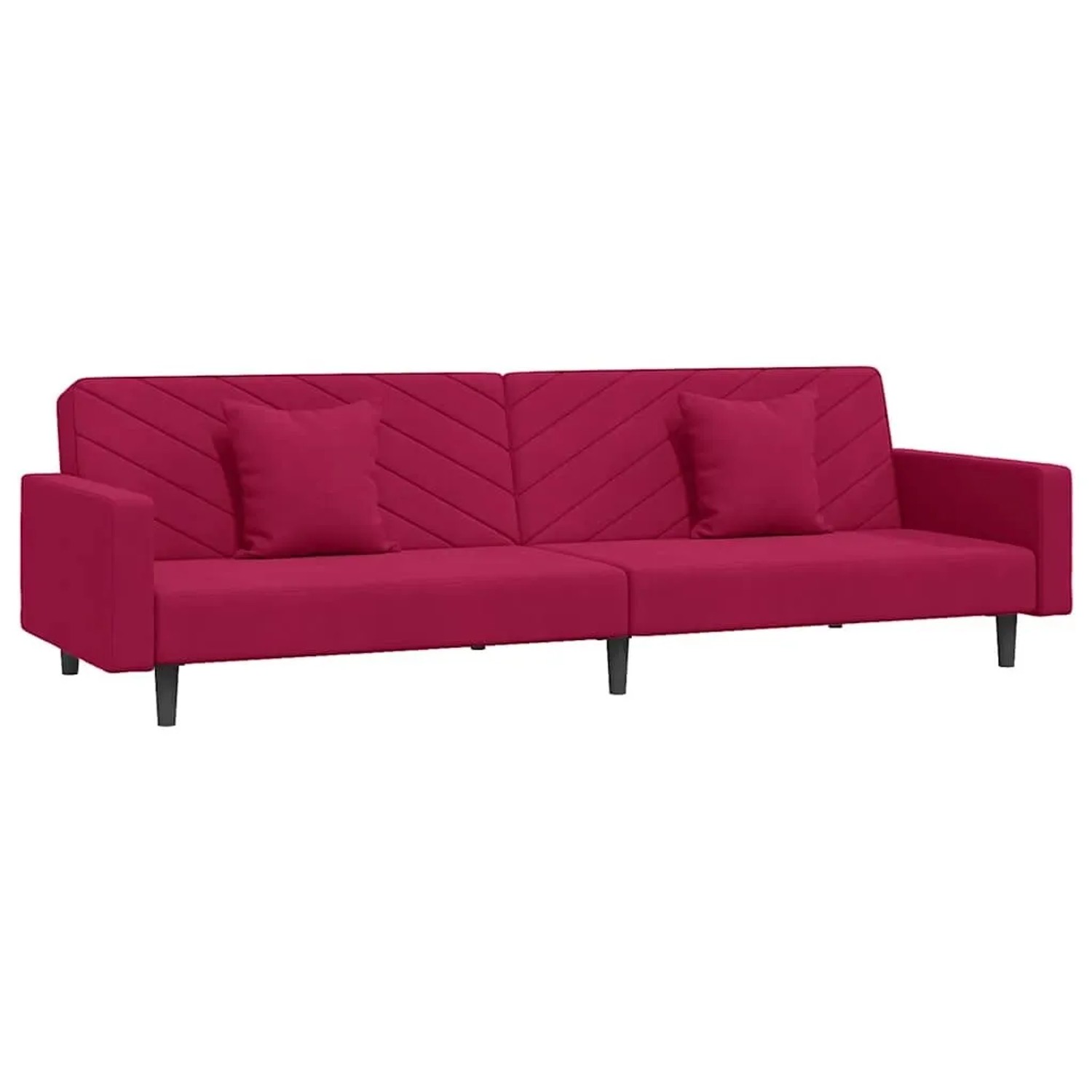 vidaXL Schlafsofa 2-Sitzer mit 2 Kissen Weinrot Samt 375922