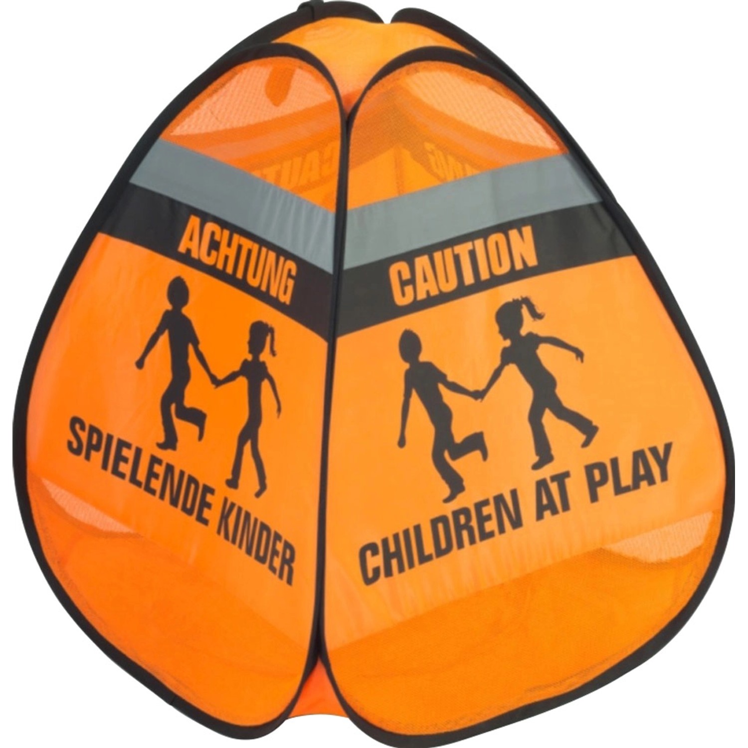 3D-Straßenwarnschild Spielende Kinder Orange-Schwarz günstig online kaufen