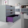 Durable Schubladenbox A4 Varicolor Safe mit 4 Fächern (gelb, orange, rot, lila) und Schloss.