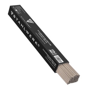STAHLWERK Stabelektroden E6013 RR, 2 mm x 300 mm, 2 kg, in schwarzer Packung mit sichtbaren Elektroden. Schweißzubehör.