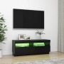 Schwarzer TV-Schrank mit LED-Beleuchtung (100x35x40 cm) für Wohnzimmer.