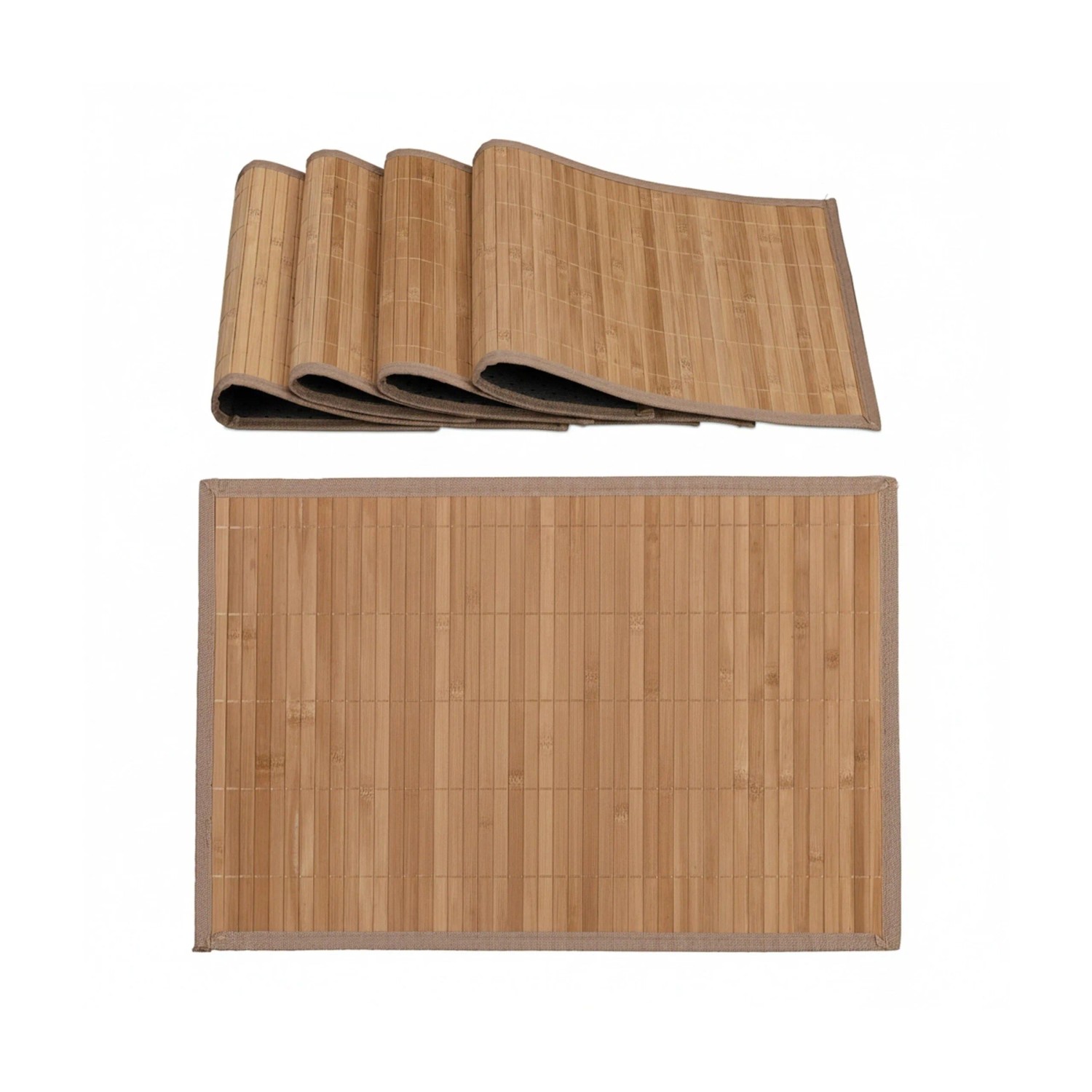 Relaxdays Tischset 4er Set Bambus Natur Rutschfest 45 cm x 30 cm x 0,3 cm 0,7 kg