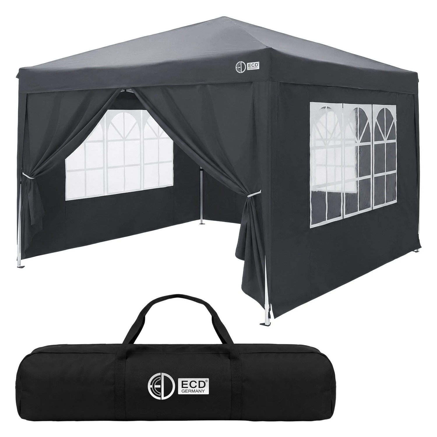 ECD Germany Pop Up Pavillon 3x3 m Anthrazit Faltpavillon Wasserdicht