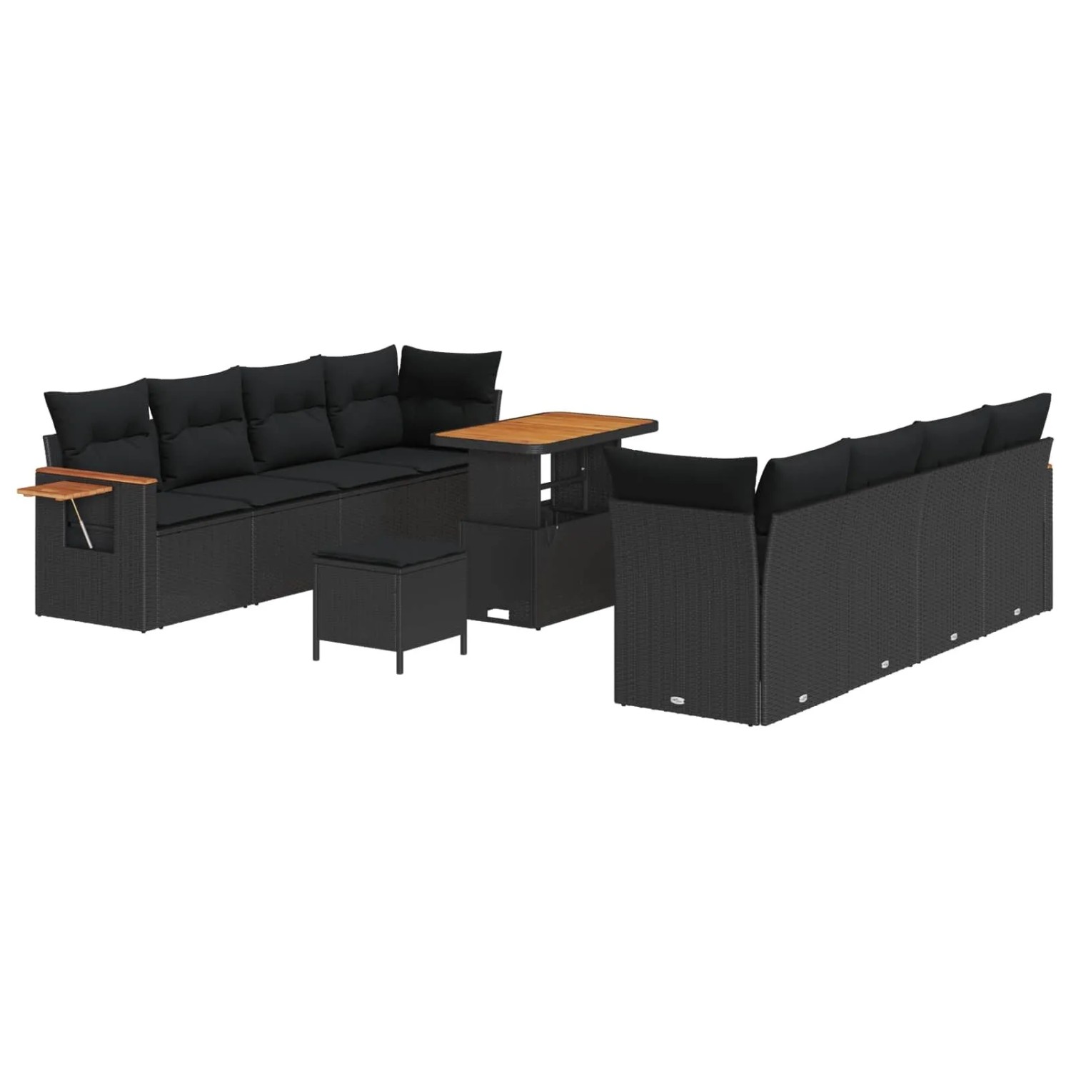 vidaXL Gartensofa-set mit Kissen 11-Tlg Schwarz 3363149