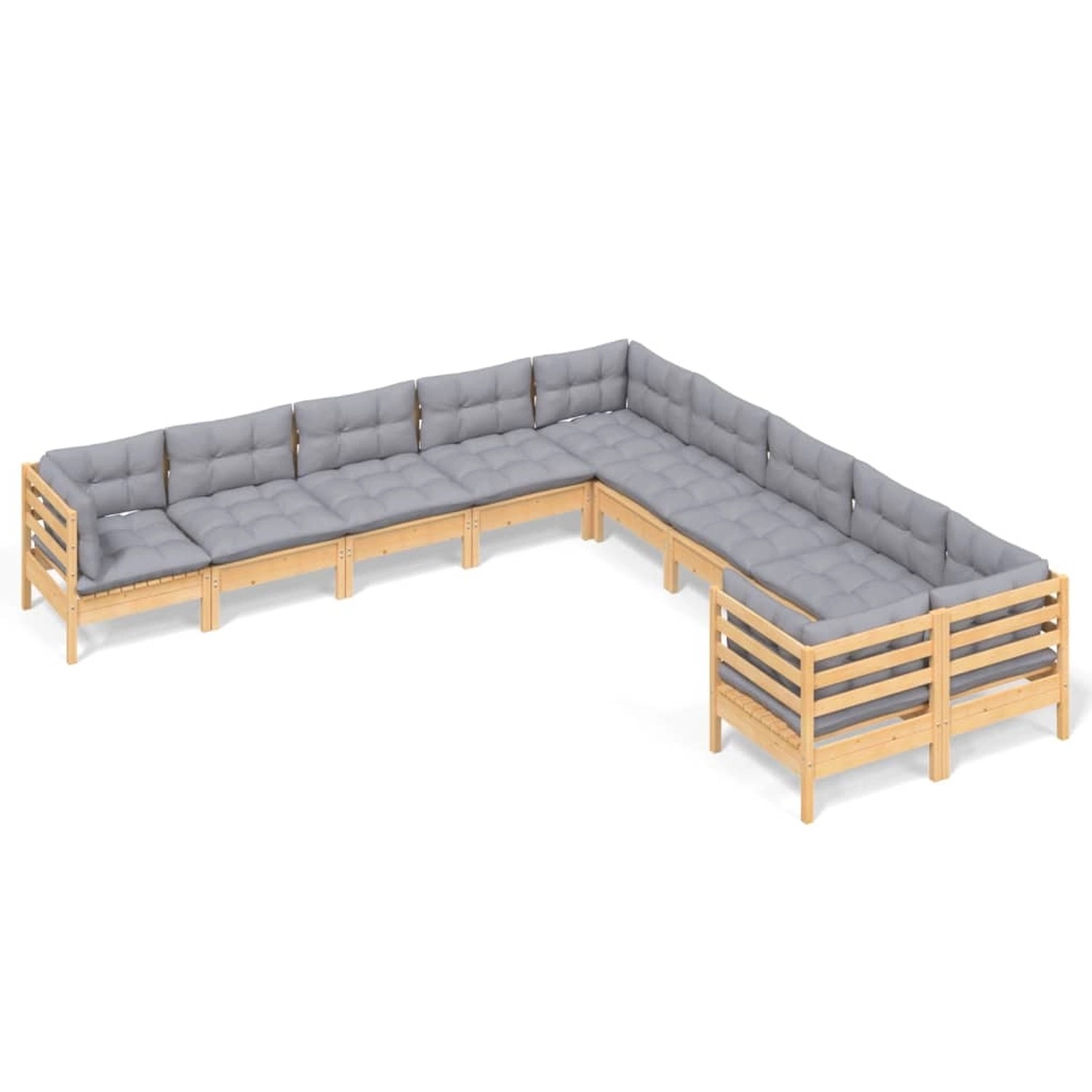 vidaXL 10-Tlg Garten-Lounge-Set mit Grauen Kissen Kiefernholz 3097006 günstig online kaufen