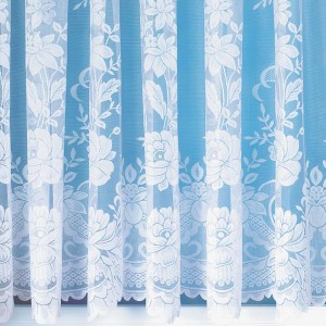 Weiße, transparente Arsvita Gardine Marburg mit floralem Muster, 300x245 cm, für Fenstervorhänge.