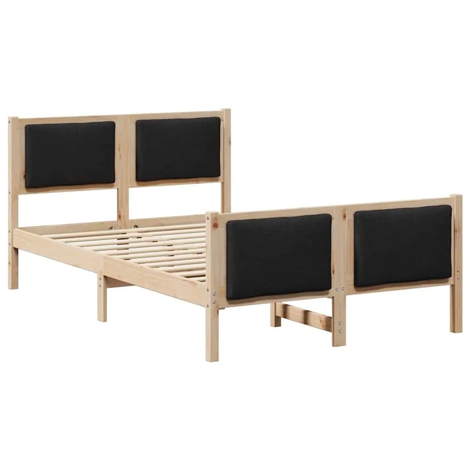 vidaXL Bettrahmen mit Kopfteil Schwarz 120 x 190 cm Stoff 878346
