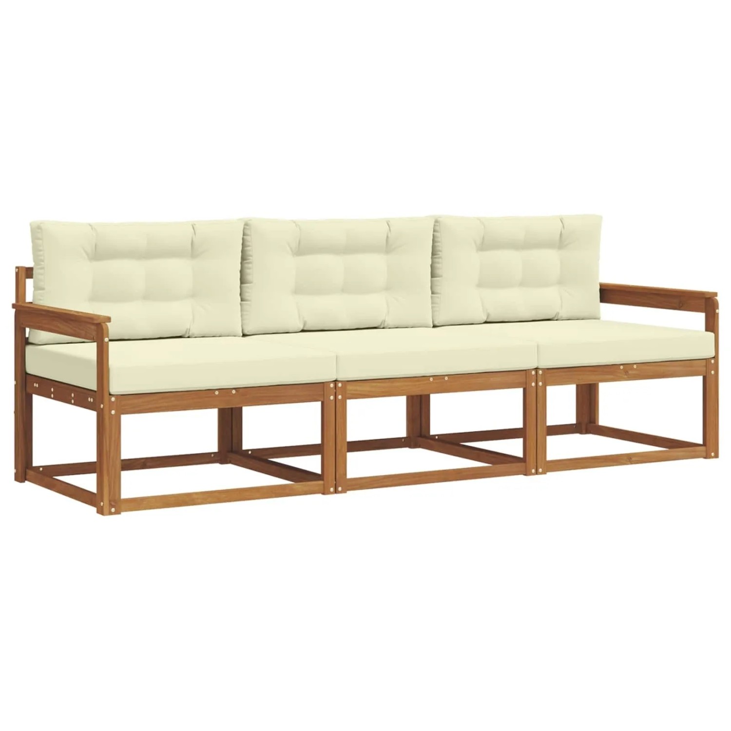 vidaXL Outdoor-Sofagarnitur mit Kissen 3-Tlg Natur und Creme 3367113