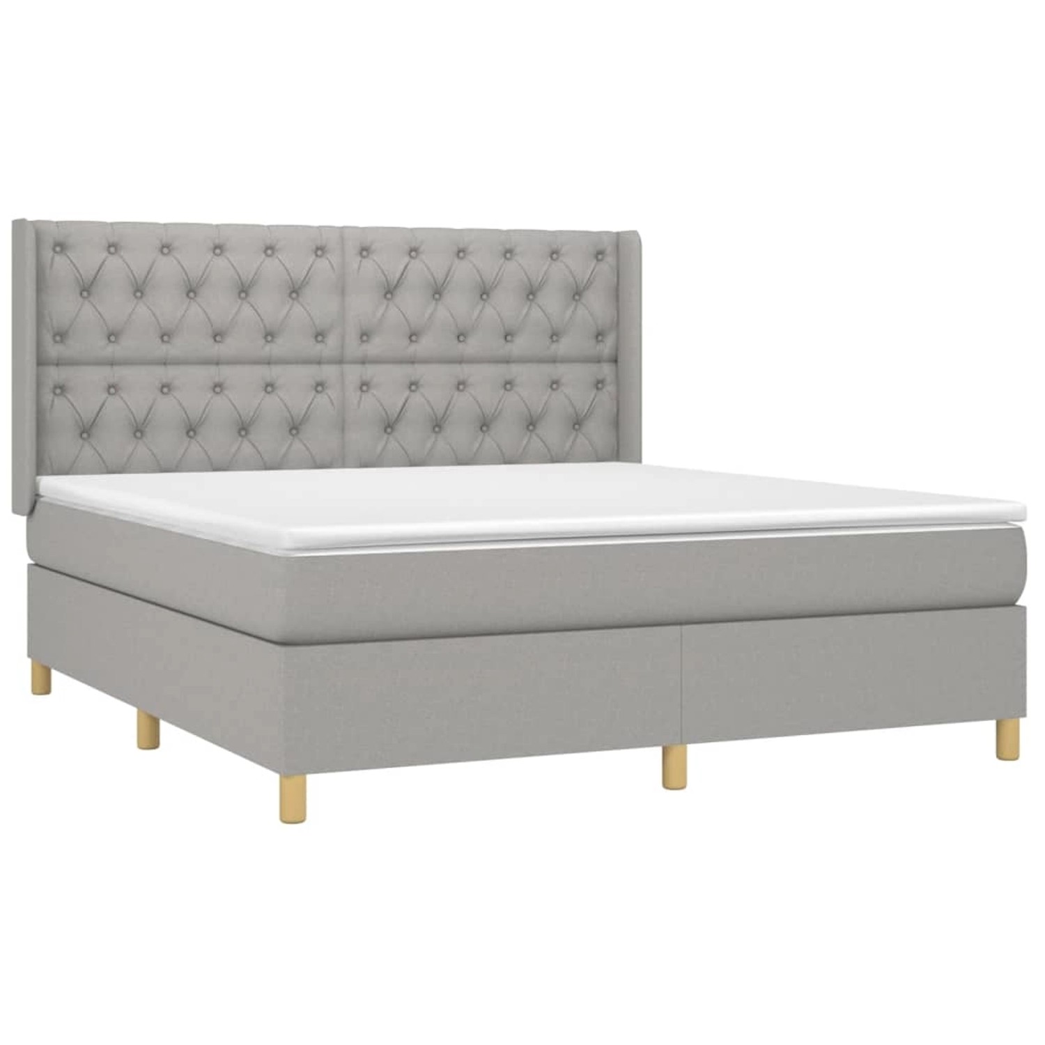 vidaXL Boxspringbett mit Matratze & LED Hellgrau 160x200 cm Stoff 3139125 günstig online kaufen