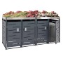PROREGAL Mülltonnenbox anthrazit für 4 Tonnen mit Pflanzkasten und abschließbaren Stahltüren. Modernes Design.