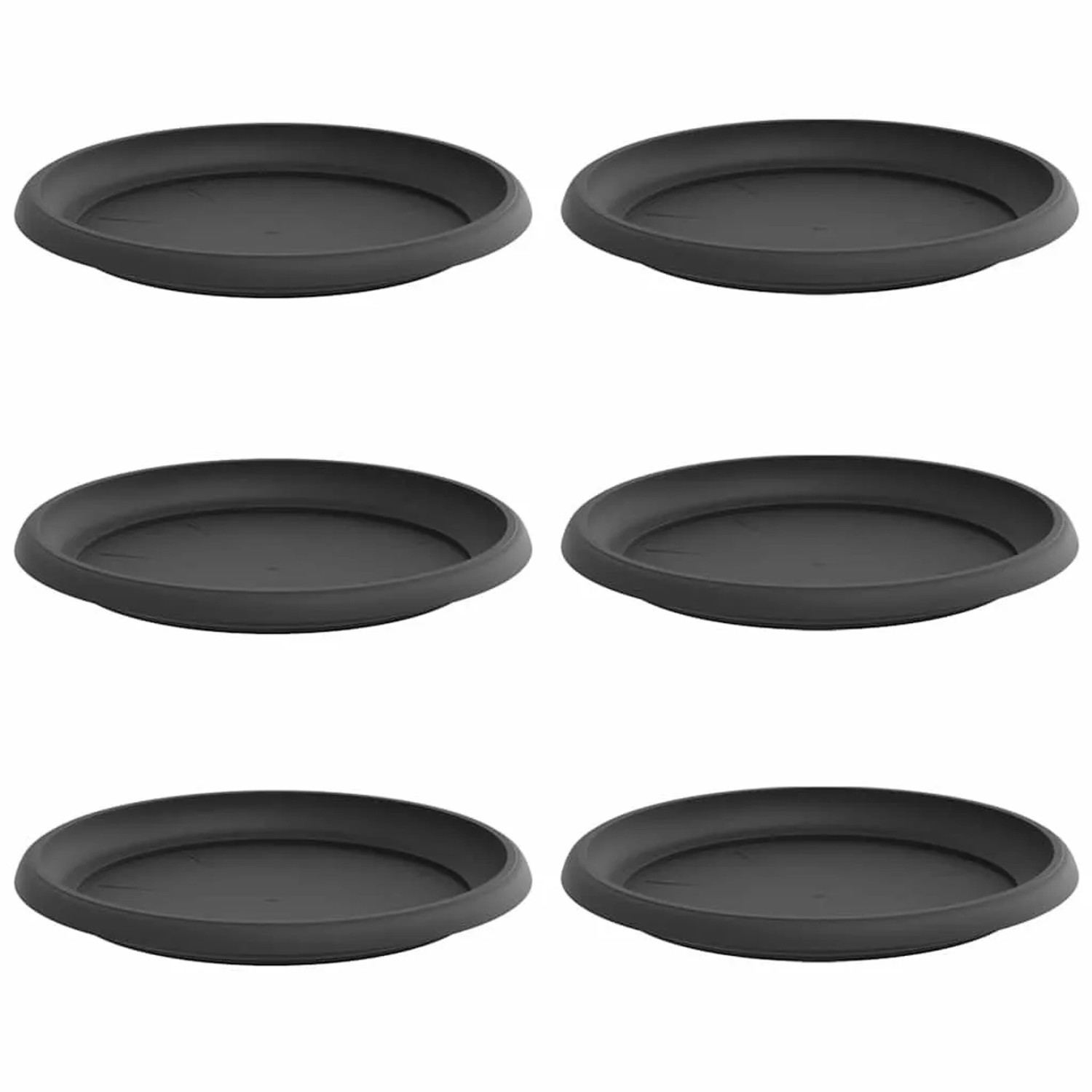 vidaXL Runde Blumenplatte 6 Stk Schwarz Ø 14 x 2 cm Kunststoff 42020311