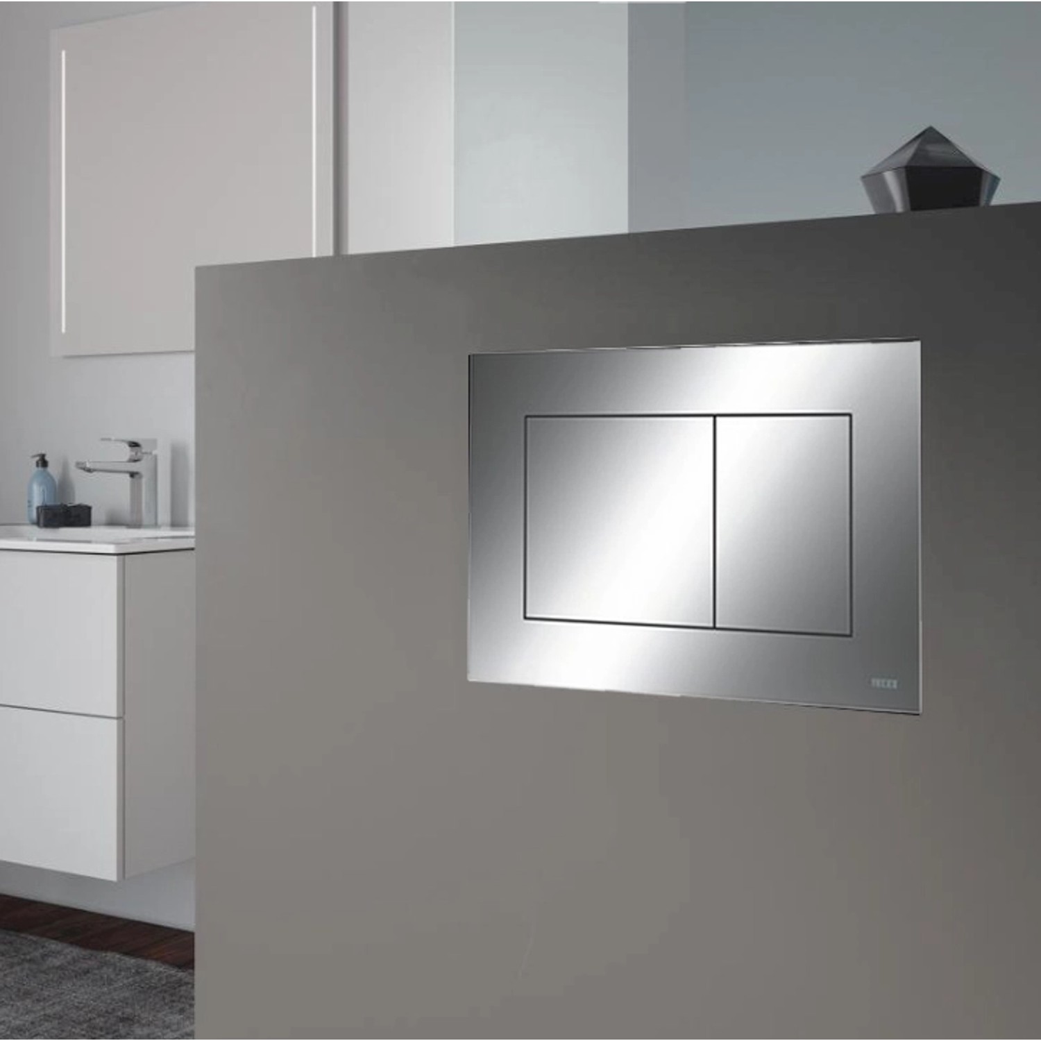 Bad Land WC SET Vorwandelement TECEbase + Toilette ROLO Weiß + Platte Rechteckig in Chrom_4