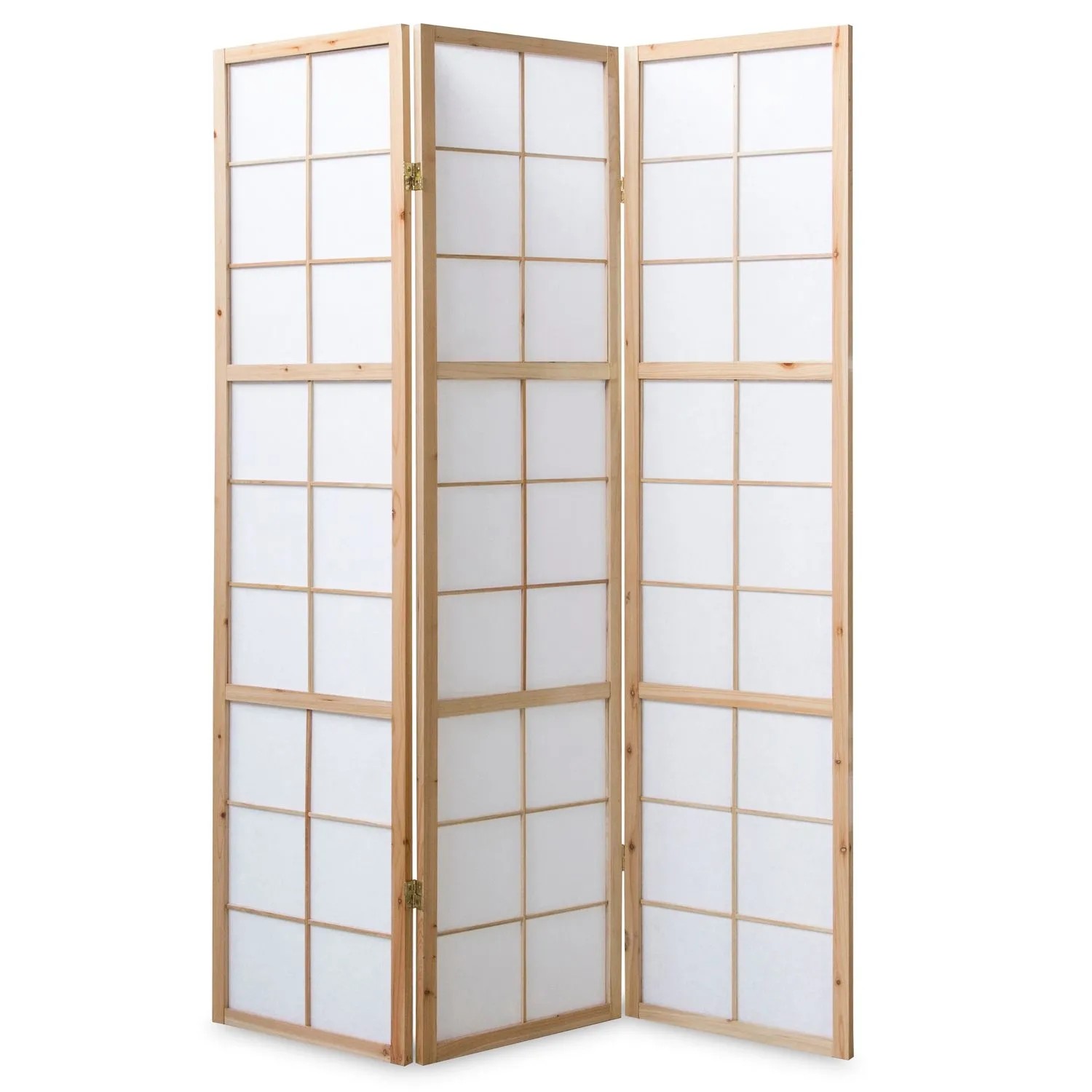 Homestyle4u 3-tlg. Paravent Shoji in Braun 132x175 cm 279