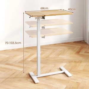 Höhenverstellbarer Betttisch Costway mit neigbarer Holzplatte und weißem Gestell, 70-103,5 cm.