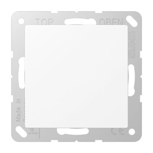 Jung Blindabdeckung, schneeweiß matt, für Einsätze in Schalterprogramme.