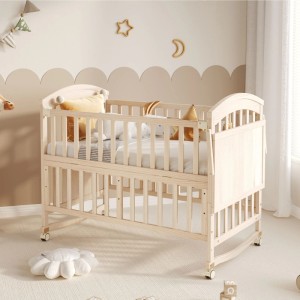 Merax Babybett 120x60x95 cm Naturholz Wickeltisch Klappablage Verlängerbar